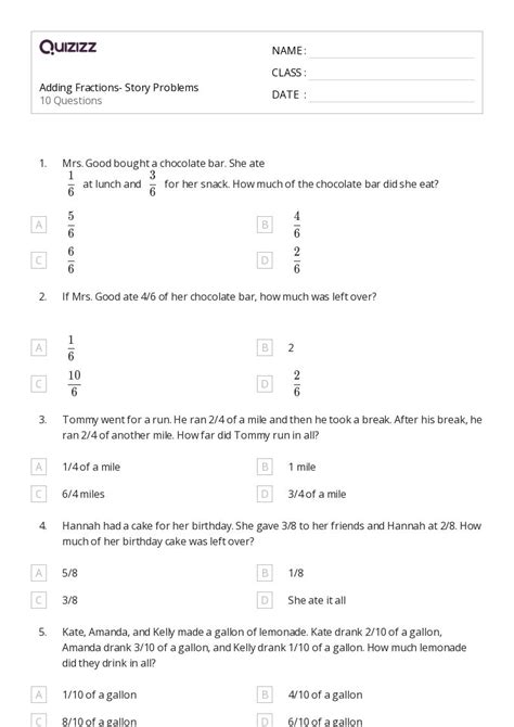 Adding Fractions Word Problems 3rd Grade 的图像结果