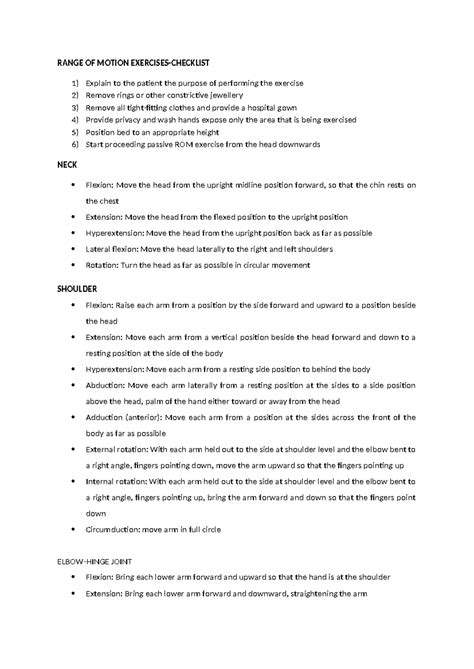 RANGE OF MOTION EXERCISES: A Comprehensive Guide - Studocu
