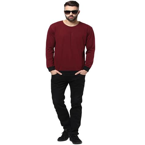 Buy Unisopent Designs Solid Mens Round Neck Full Sleeves T-shirt Online ...