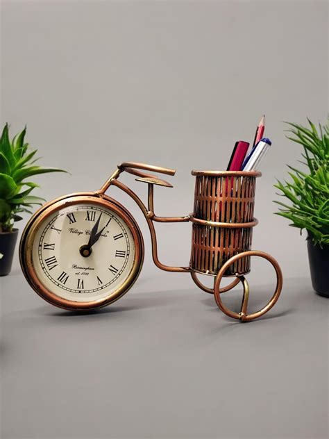 RAJSI CREATION Office Table Clock with Pen Stand | Decorative Showpiece ...