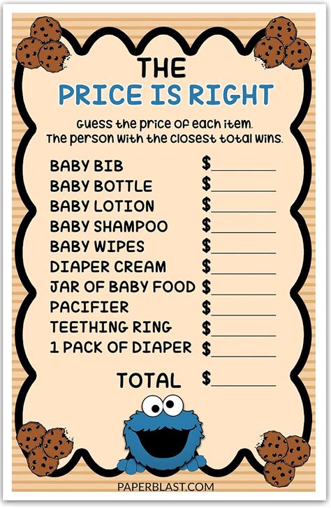 Paper Blast Cookie Monster Baby Shower Game - Guess the Cookie India | Ubuy