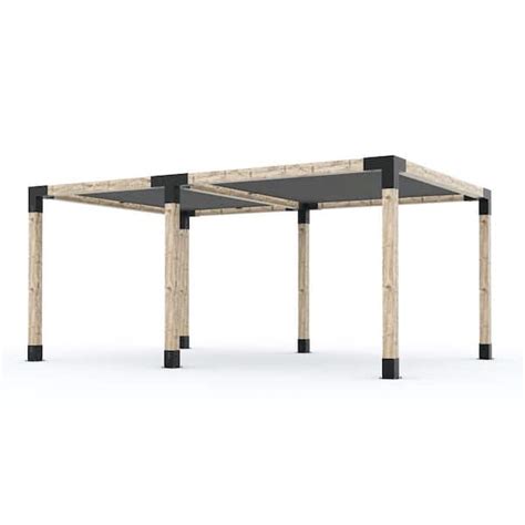 Buy 12 ft. x 18 ft. Double Pergola Kit with 2 Graphite Shade Sails, for ...