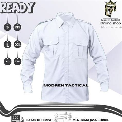 Jual Kemeja Kantor Pria Premium Lapangan Pdl Bahan Drill Putih Kerja ...