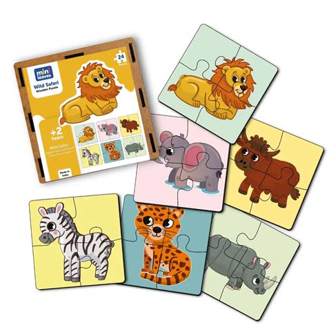 Wild Animal 4 pieces wooden puzzles (2-4 Years) – Mini Leaves