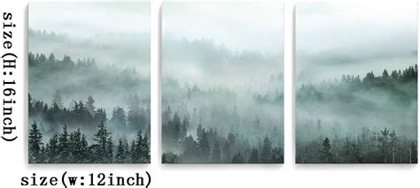 Buy 3 Piece Wall Art for Living Room Misty Forests Print Picture Framed ...