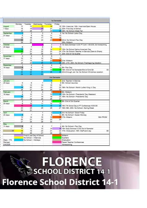 Florence District 1 Calendar