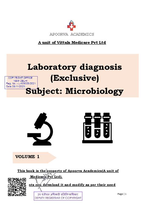 Lab Diagnosis in Microbiology: Volume 1 (APOORVA ACADEMICS) - Studocu