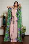Buy Pink Crepe V Neck Printed Kaftan For Women by Limerick by Abirr N ...