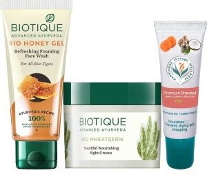 BIOTIQUE EverGreen Skin Care Pack Honey Gel Face Wash, Wheat Germ ...