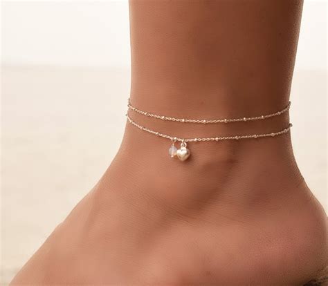 Buy Dainty Moonstone Heart Anklet, Heart Anklets for Women, Ankle ...