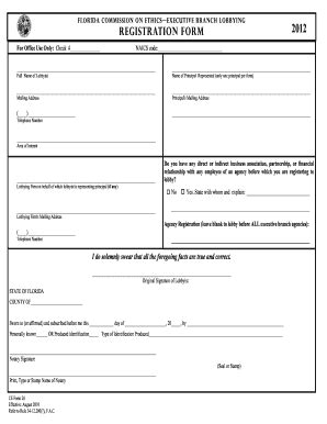 Florida Executive Branch Lobbyist Registration Form - Blank Fillable ...