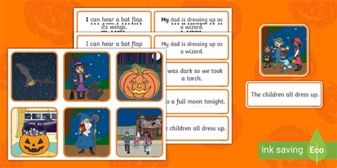 Halloween Simple Sentence Matching Activity - Twinkl