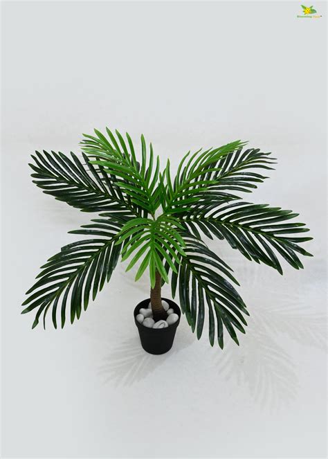 Artificial Bonsai Palm Tree – 68 cm, 9 Leaves, with Basic Pot ...