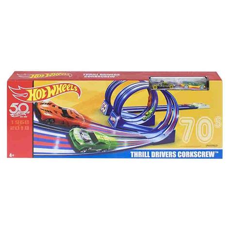 Buy Hot Wheels Throwback Thrill Drivers Corkscrew Track Set Online at ...