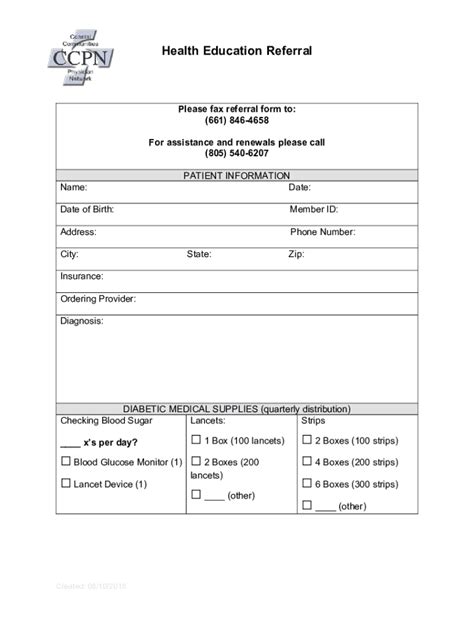 Fillable Online Revised - CCPN Health Education Referral Form Fax Email ...