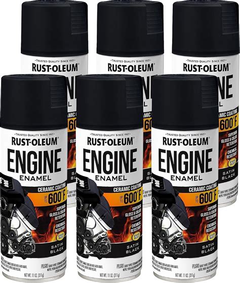 Rust-Oleum 363568-6PK Engine Enamel Spray Paint, 11 oz, Satin Black, (Pack of 6) - Amazon.com