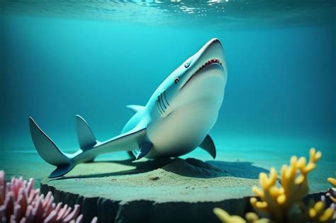 Megalodon shark with sharp teeth dangerous underwater ocean dangerous ...