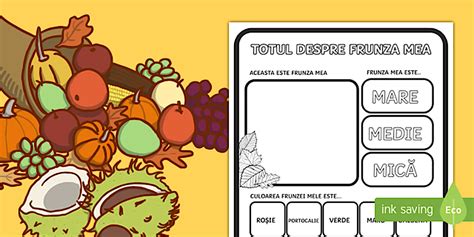 Totul despre frunza mea Fișă de lucru