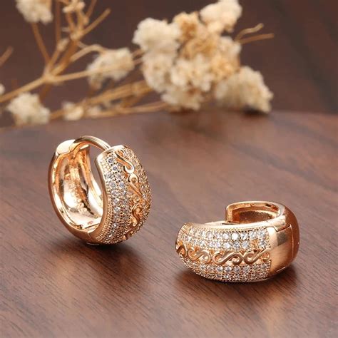 Kairangi Earrings for Women and Girls Rose Gold Crystal Hoops | Rose ...