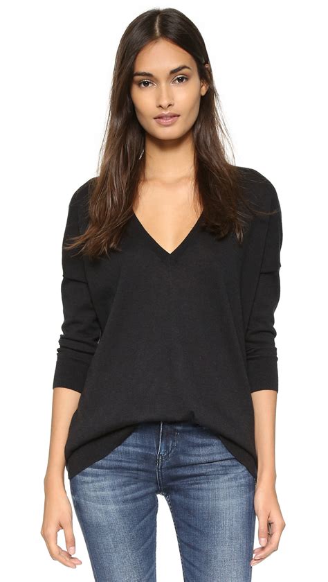 Autumn Cashmere Cashmere Slouchy V Neck Sweater - Black - Lyst