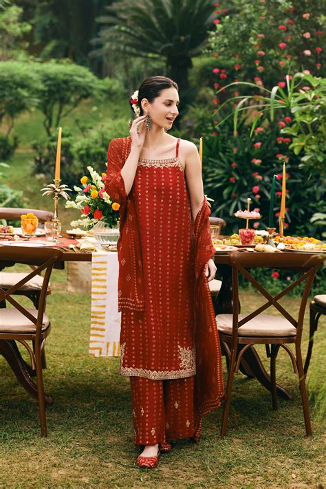 Buy Laal Adah Kurta Set Online In India at Global Desi F24M173P_RED