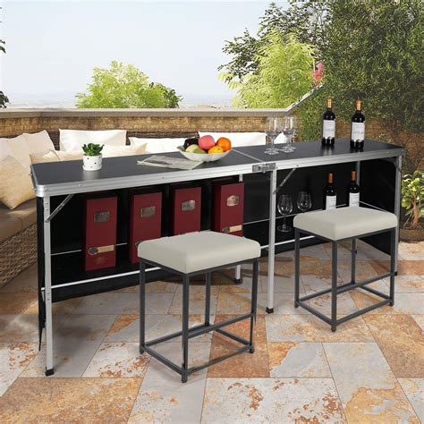 REDCAMP Extra Long Portable Bar Table, Pop-Up Folding Mobile Bar ...