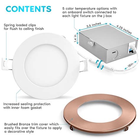 Luxrite Copper 4-in 750-Lumen Switchable White Round Dimmable LED ...