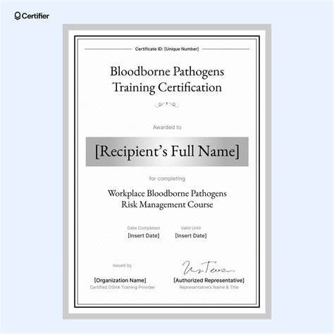 15 Free and Ready-to-Use Bloodborne Pathogens Certificate Templates
