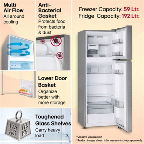 LG 251 L Frost Free Double Door 1 Star Refrigerator with Smart Mode ...