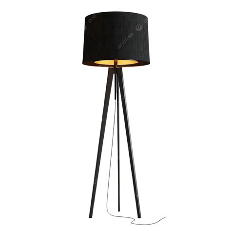 Black Tall Floor Lamp Isolated On White Transparent Background, Bright ...