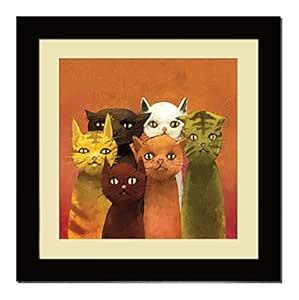 ArtX Paper Premium Cats Wall Art Painting, Multicolor, Animal, 16X16 in ...