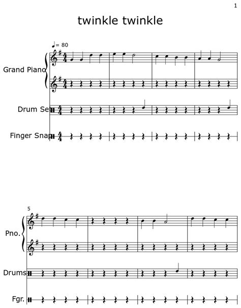 twinkle twinkle - Sheet music for Piano, Drum Set, Finger Snap