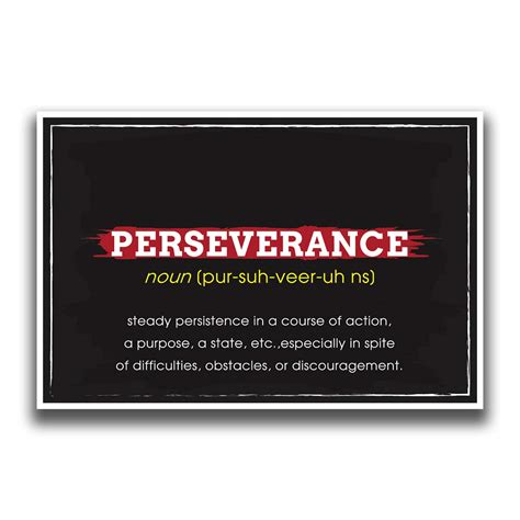 JSC521 Definition of Perseverance Dictionary Style Poster Red Yellow ...