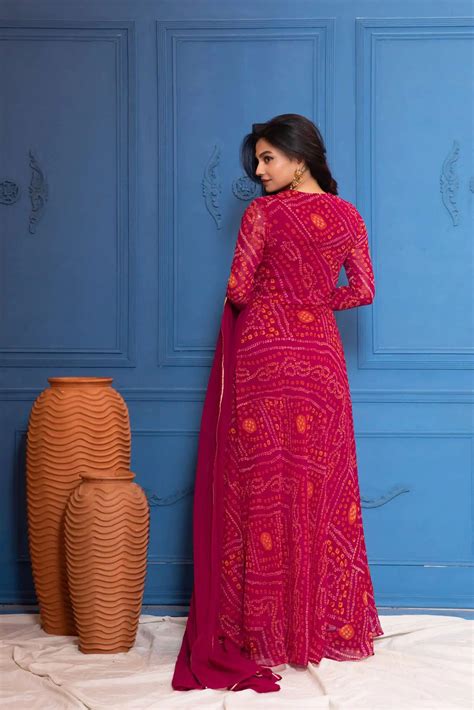 Hibiscus Pink Bandhani Anarkali – NUD