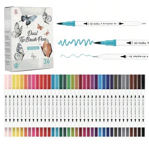 Conjunto de 36 Cores de Pincéis de Pintura de Ponta Dupla - Pincéis de ...