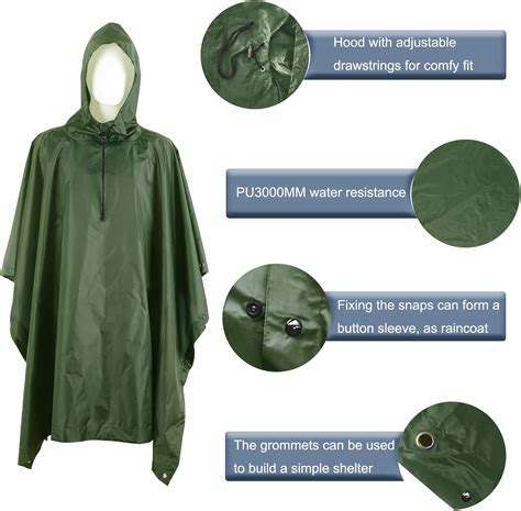 Buy Jewlri Rain Poncho Multi-Functional Raincoat Rainwear with Hood Men ...
