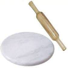Buy Kuku Marble Handicrafts, Rolling Pin/White Marble Chakla with ...