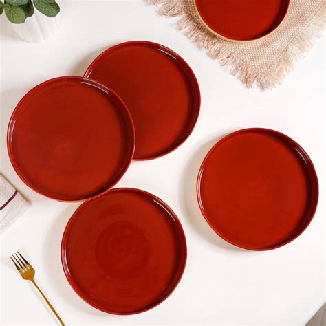 Amber Ceramic Clay Dinner Plates Set Of 4 9 Inch Online - Premium ...