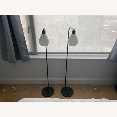 Two West Elm Sculptural Glass Floor Lamps - AptDeco