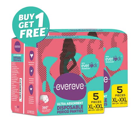 Evereve Ultra Absorbent Disposable Period Panties, XL-XXL, 5's Pack ...
