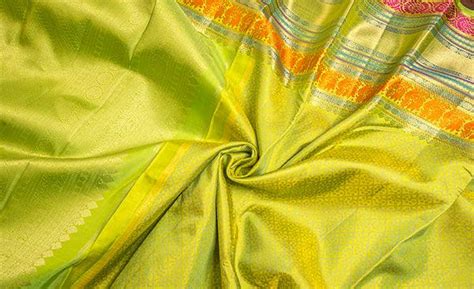 Lime Green Pure Kanchipuram Handloom Silk Saree – Palam Silks