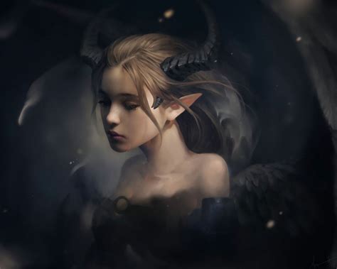 Download wallpaper 1280x1024 elf, horns, fantasy, art standard 5:4 hd ...