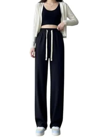 Buy GLASGO Women Ribbed Wide Leg Palazzo Pants | High Waist Drawstring ...