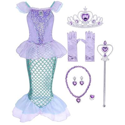 Buy Cotrio Girls Little Mermaid Ariel Costume Toddlers Princess Dress ...