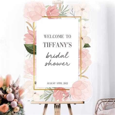 Bridal Shower Sign Personalized Floral Pink Bridal Shower Sign Bridal ...