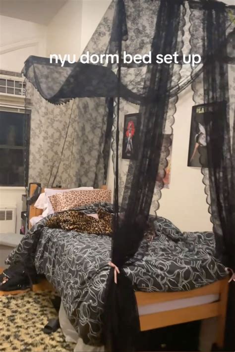 Canopy dorm bed by corc0vado on tiktok | Dorm bedding sets, Dorm ...