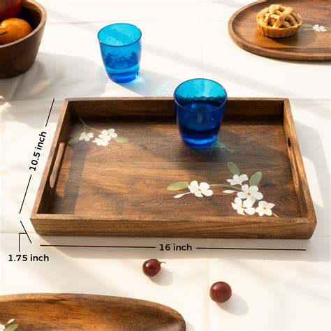 Aurum Crafts | Handpainted Premium Wooden Serving Tray (Size 16in x ...