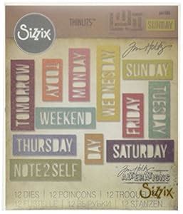 Sizzix 661180 Daily Words Block Thinlits Die Set by Tim Holtz (12/Pack ...