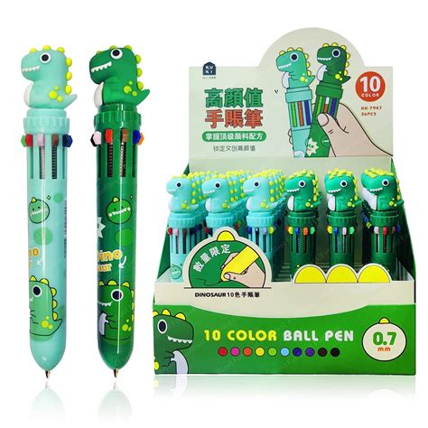 FunBlast 10 Colors Ball Pen Set – Dinosaur Pens with Cute Topper ...