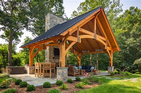 24x16 Grand Teton Timber Frame Pavilion in Sherman, CT